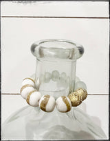 Recycled Glass Krobo Stone Beaded Stretch Bracelet Striped: 6.5”