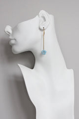 Blue Czech Glass Flower Earring