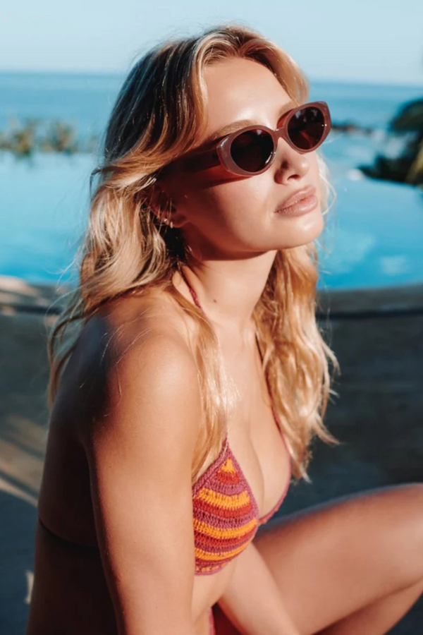 Carly Watermelon / Brown Polarized Lens Sunglasses