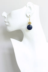 Navy and Brass Dangle Earrings