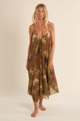 Khaki Print Flowy Dress
