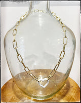 Gold Paperclip Chain Charm Necklace Pendant Carabiner Heart