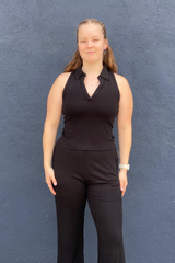 Black Ribbed Sleeveless Tank Top