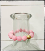 Gemstone Stone Beaded Stretch Bracelet Barbie Pink Jade: 6.5”