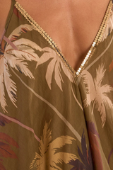 Khaki Print Flowy Dress