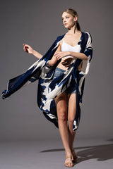 Sweeping Floral Kimono: Navy
