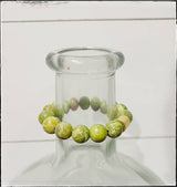 Gemstone Stone Beaded Stretch Bracelet Green Turquoise: 6.5”
