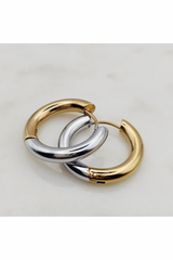 Two Tone Mini Hoop Earrings