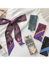 Purple Bold Contrast Pattern Skinny Scarf