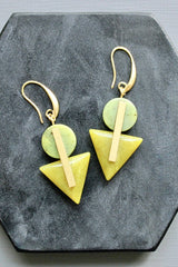 Green Jasper and Jade Geometric Earrings