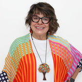 Rainbow Elm Tree  Statement Pendant Necklace