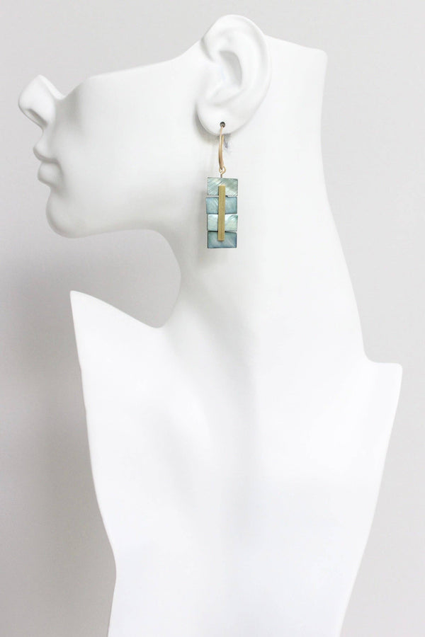 Green Shell Geometric Earrings