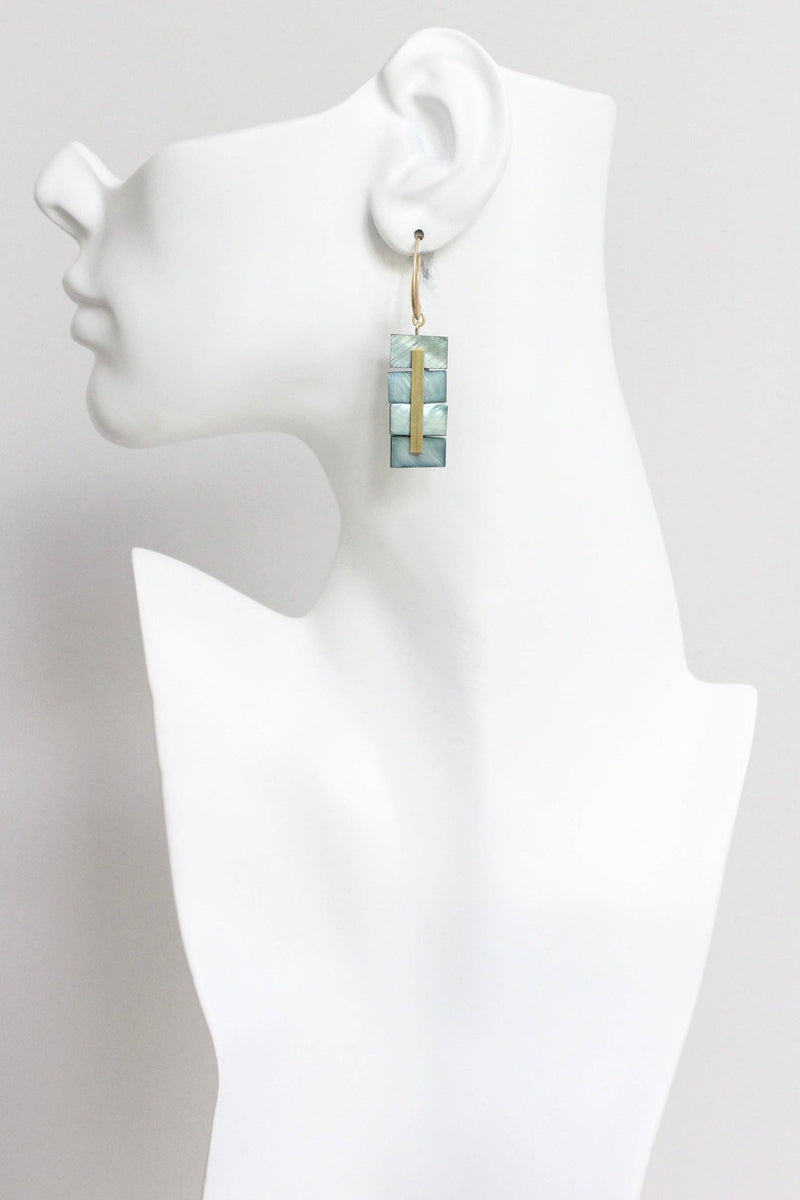 Green Shell Geometric Earrings