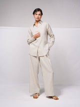 Beige Long sleeve linen shirt