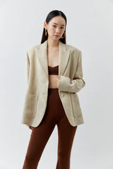 Flat Asymmetrical Brown Creme Earrings