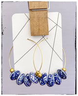 Chinoiserie Ceramic Glass Bead Circle Hoop Dangle Earring
