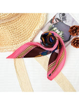 Pink Striped Edge Horse Pattern Square Scarf