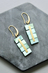 Green Shell Geometric Earrings