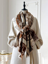 Brown Forest & Fauna Print Scarf & Wrap