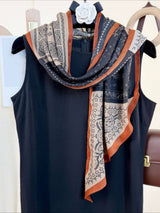 Navy Blue Boho Floral Printed Scarf