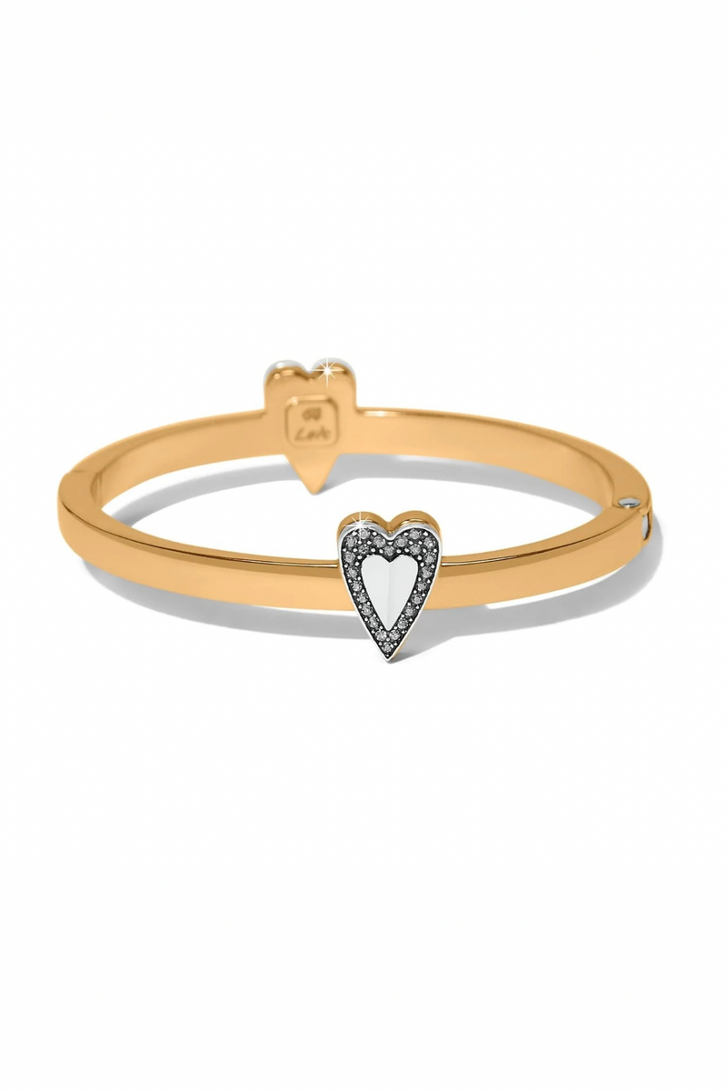 Gold Love Messages Heart Bold Hinged Bangle