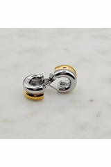 Two Tone Mini Huggie Earrings