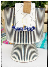Chinoiserie Ceramic Glass Bead Circle Hoop Dangle Earring
