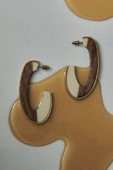 Flat Asymmetrical Brown Creme Earrings