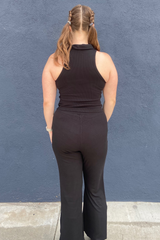 Black Ribbed Sleeveless Tank Top