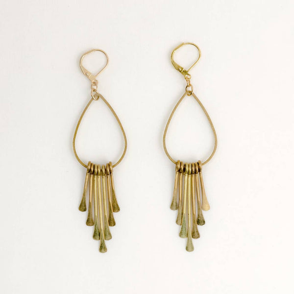 Paddle Pin Fringe Earring: Gold