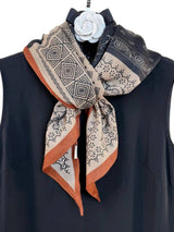 Navy Blue Boho Floral Printed Scarf