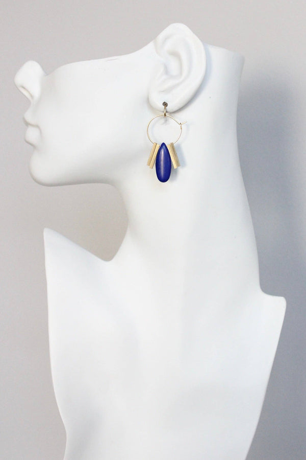 Cobalt Artdeco Hoop Earrings