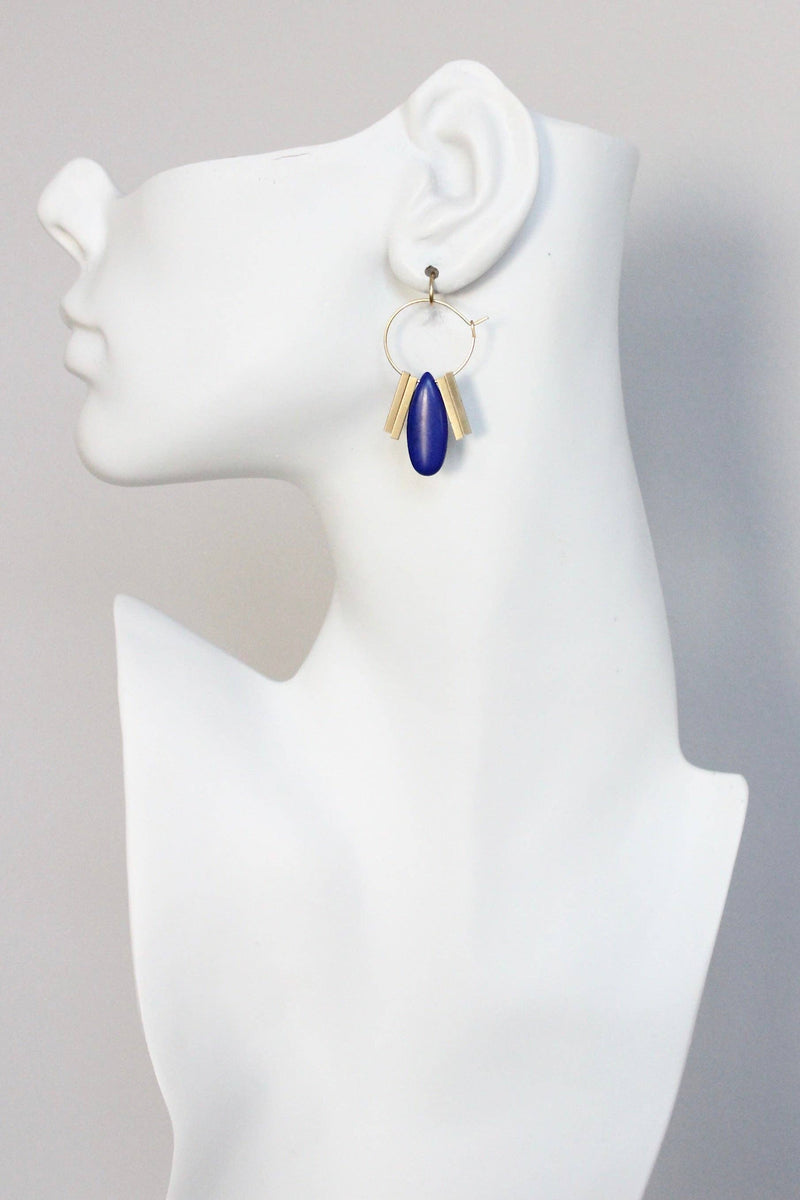 Cobalt Artdeco Hoop Earrings