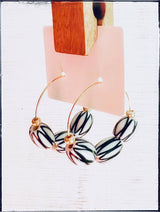 Black & White Glass Hoop Bead Dangle Earring Watermelon Bead