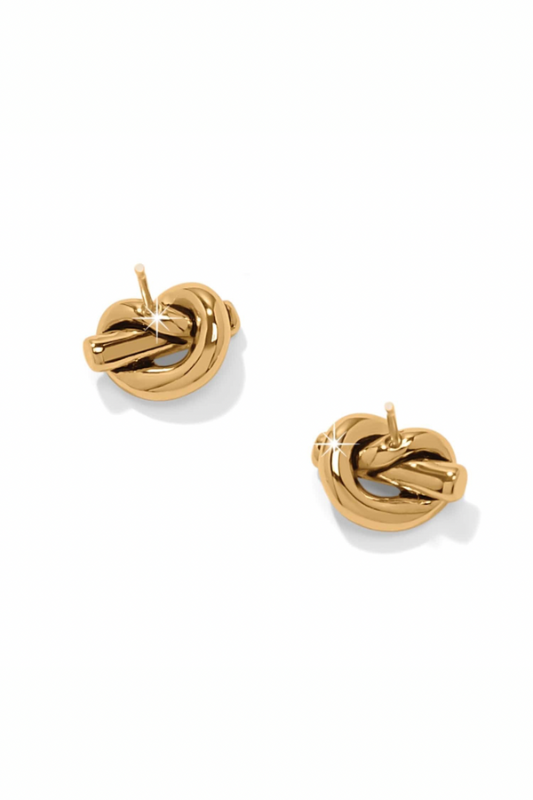 Interlock Single Knot Gold Post Earrings