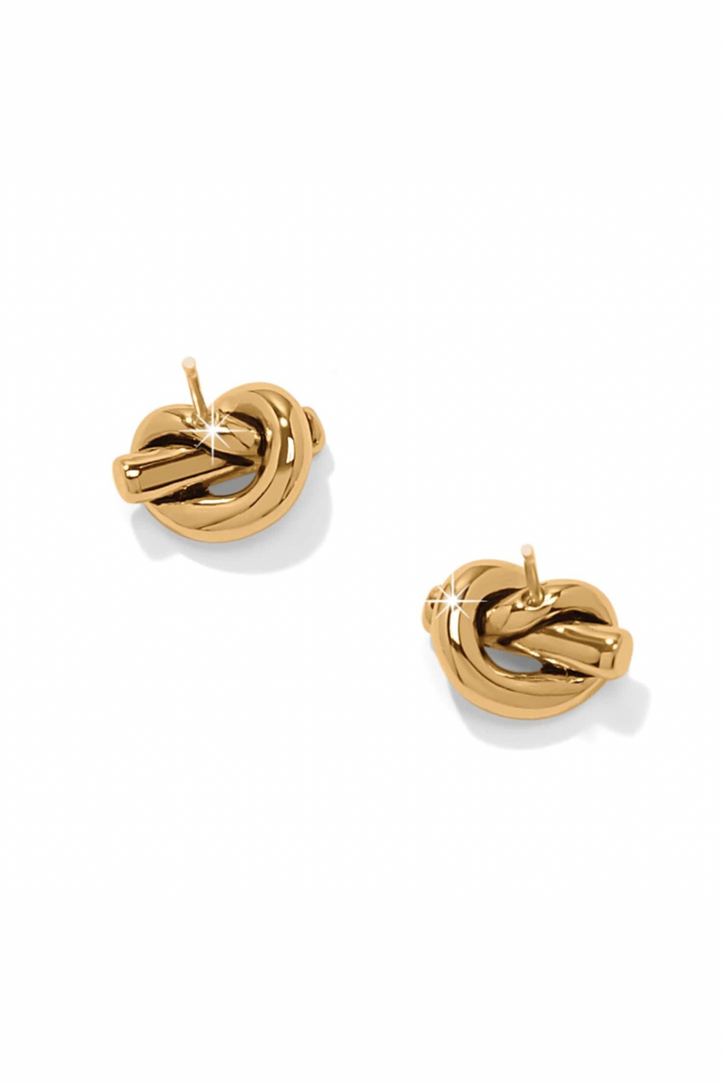 Interlock Single Knot Gold Post Earrings