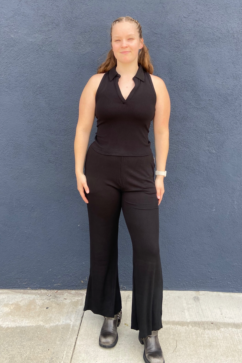 Black Ribbed Pants