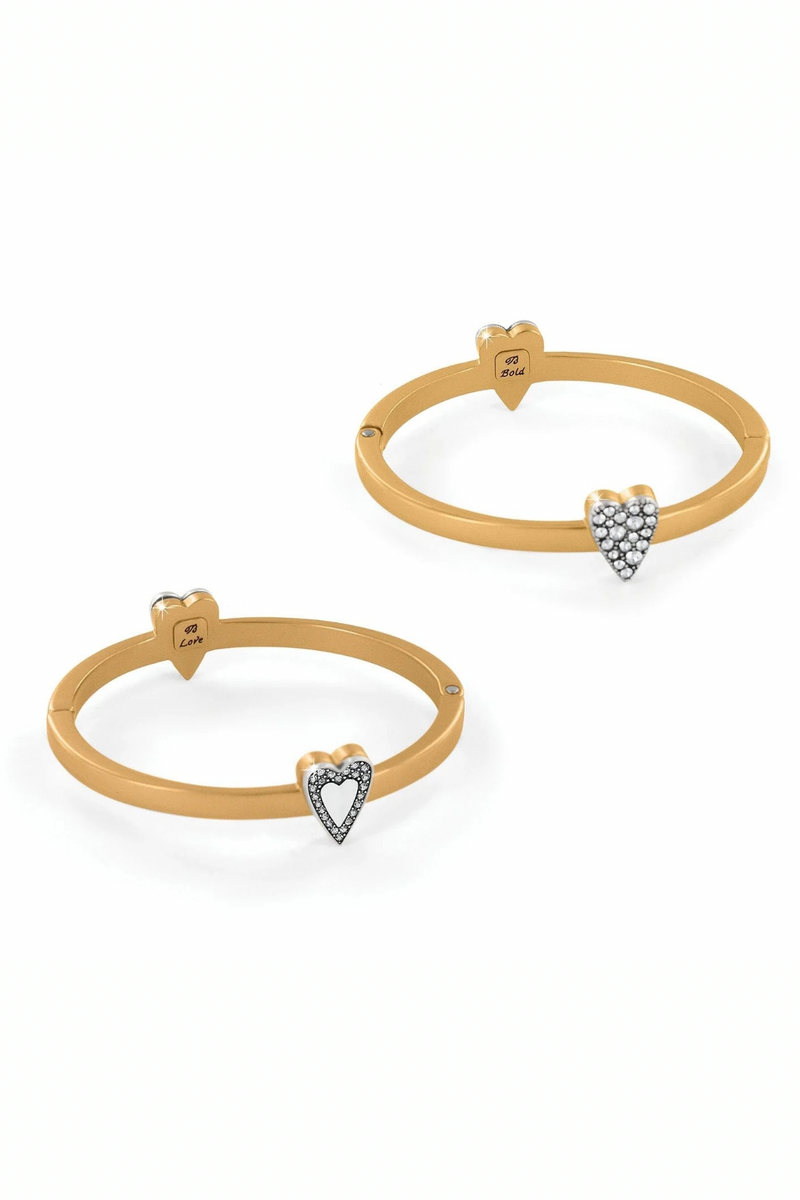 Gold Love Messages Heart Bold Hinged Bangle