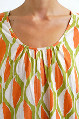Geometric Green and Orange Dress