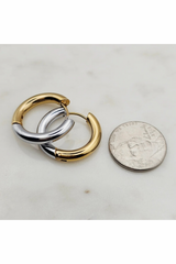 Two Tone Mini Hoop Earrings