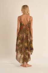 Khaki Print Flowy Dress