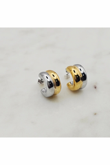 Two Tone Mini Huggie Earrings