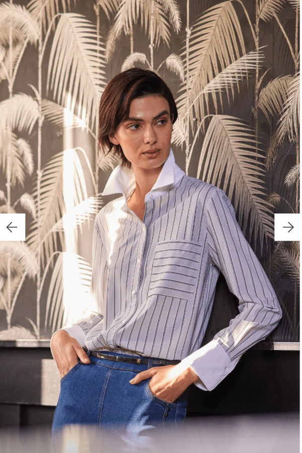 Executive Stripe & White Collar Top