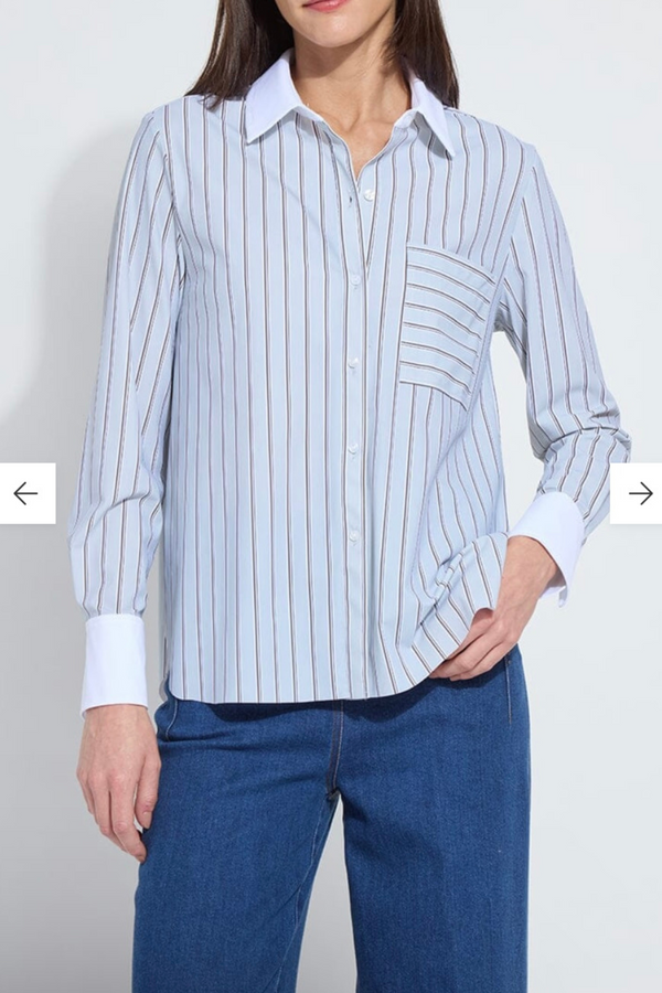 Executive Stripe & White Collar Top