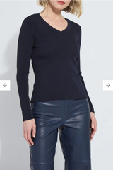 Adverted V-Neck Ribbed Longsleeve