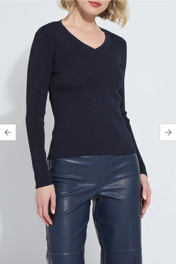 Adverted V-Neck Ribbed Longsleeve
