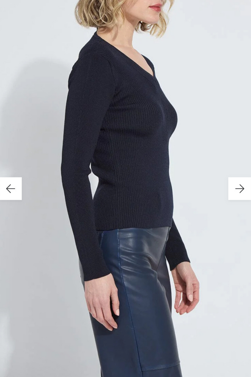 Adverted V-Neck Ribbed Longsleeve