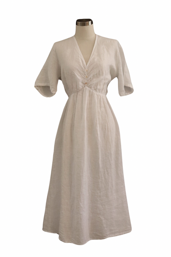 White Three Button Dress