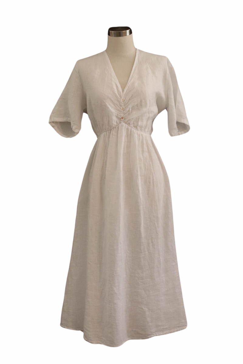 White Three Button Dress