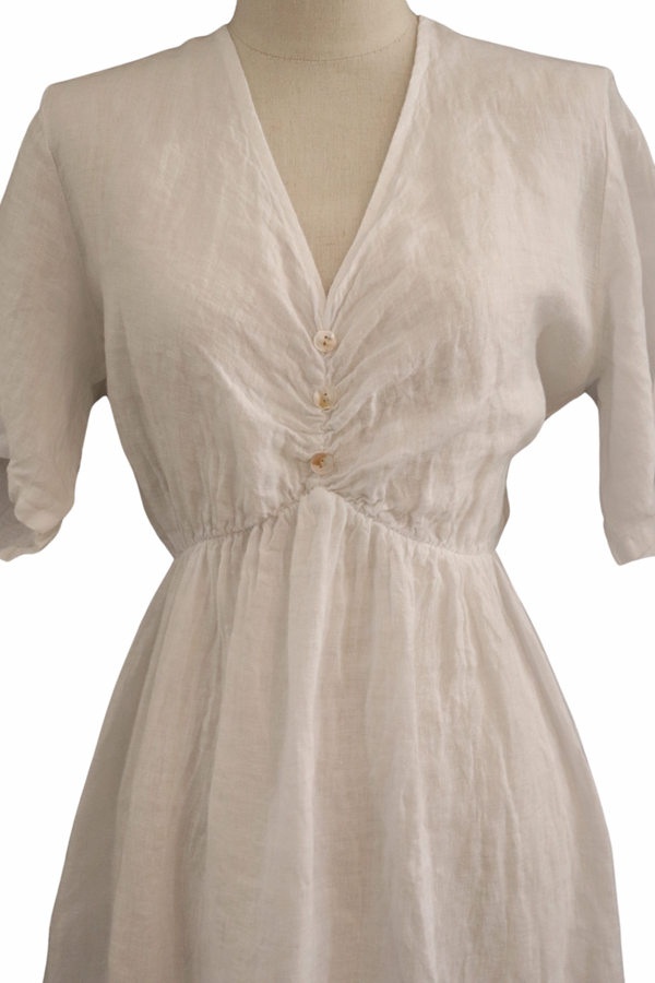 White Three Button Dress